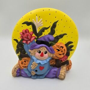 Cute Scarecrow Pumpkin Halloween Ceramic Figurine Moon Decor